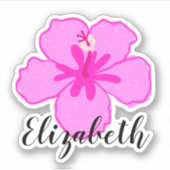 Aangepaste naam Roze Hibiscus Flower Coconut Girl Sticker (Voorkant)