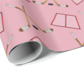 Aangepaste naam  roze hockeypatroon cadeaupapier (Rol Hoek)