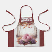 Aangepaste Naam Roze IJs Cream Lila Bloemen Schort (Voorkant)