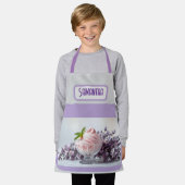 Aangepaste Naam Roze IJs Cream Lila Bloemen Schort (Gedragen)