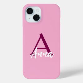 Aangepaste Naam Roze iPhone 15 Hoesje