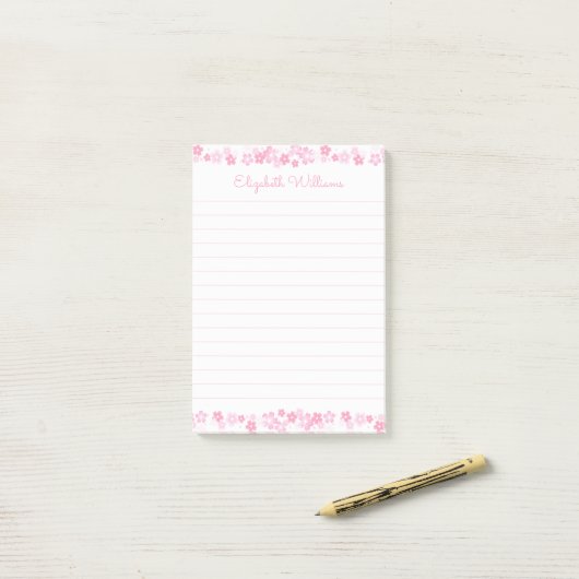 Aangepaste naam Roze Japans Kersenbloesem 4x6 gevo Post-it® Notes (Op bureau)