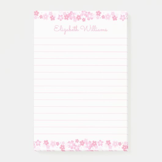 Aangepaste naam Roze Japans Kersenbloesem 4x6 gevo Post-it® Notes (Voorkant)