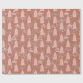 Aangepaste naam Roze kerstbomen op Mauve Modern Cadeaupapier (Vlak)
