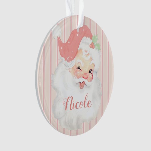 Aangepaste naam Roze  kerstkerstfeestdag Ornament (voorkant)