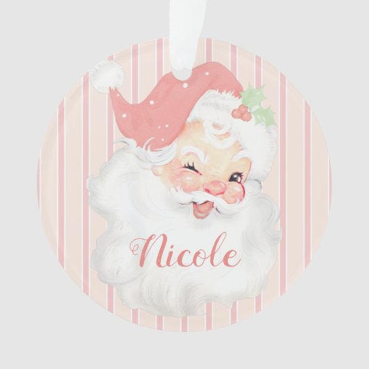 Aangepaste naam Roze  kerstkerstfeestdag Ornament (voorkant)