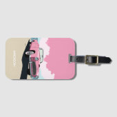 Aangepaste naam Roze Klassieke Auto Bagagelabel (Voorkant (horizontaal))