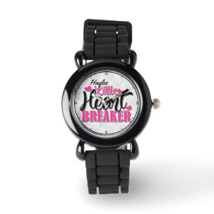 Aangepaste naam Roze kleine hartbreker Horloge