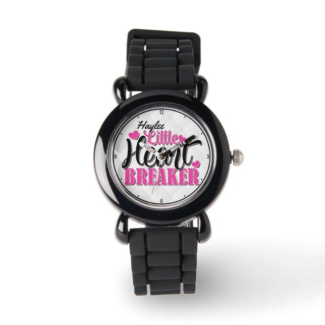 Aangepaste naam Roze kleine hartbreker Horloge (Voorkant)