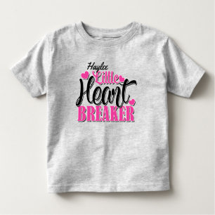 Aangepaste naam Roze kleine hartbreker Kinder Shirts