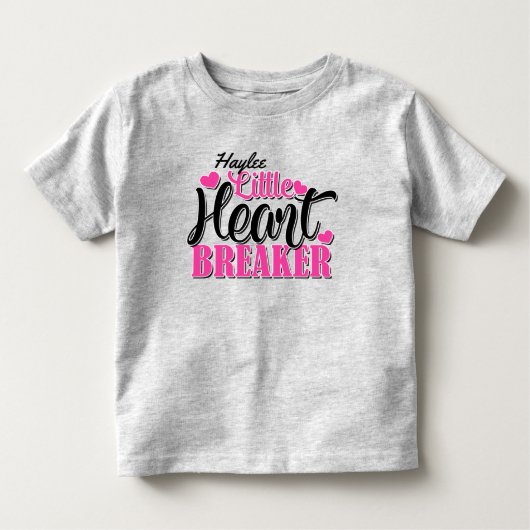 Aangepaste naam Roze kleine hartbreker Kinder Shirts (Voorkant)