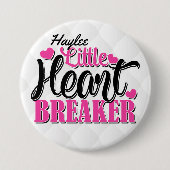 Aangepaste naam Roze kleine hartbreker Ronde Button 7,6 Cm (Voorkant)