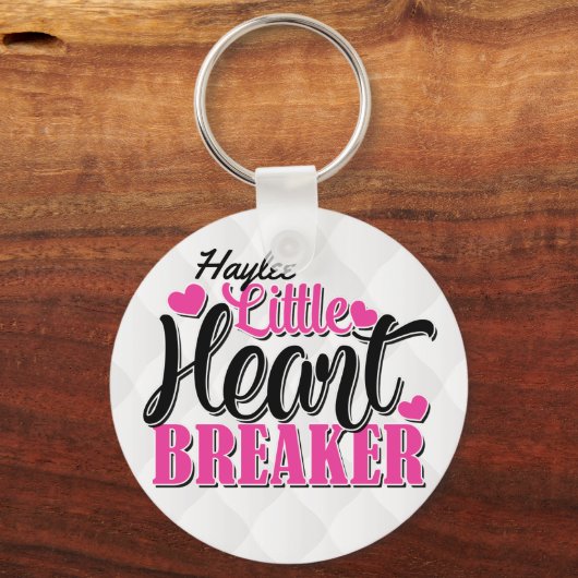 Aangepaste naam Roze kleine hartbreker Sleutelhanger (Voorkant)