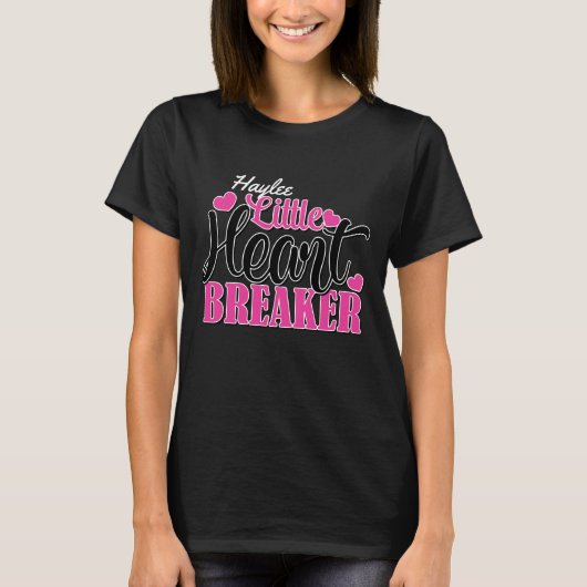 Aangepaste naam Roze kleine hartbreker T-shirt (Voorkant)