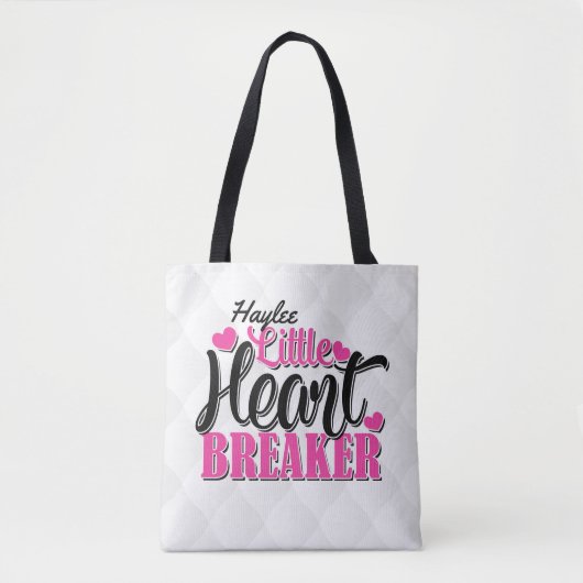 Aangepaste naam Roze kleine hartbreker Tote Bag (Voorkant)