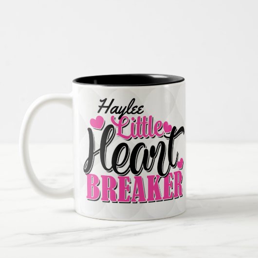 Aangepaste naam Roze kleine hartbreker Tweekleurige Koffiemok (Links)