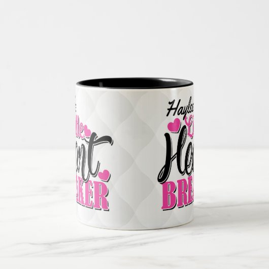 Aangepaste naam Roze kleine hartbreker Tweekleurige Koffiemok (Center)