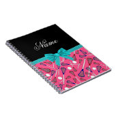 Aangepaste naam roze lacrosse turquoise bow notitieboek (Rechterzijde)