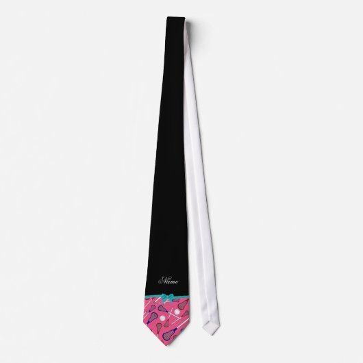 Aangepaste naam roze lacrosse turquoise bow stropdas (Voorkant)
