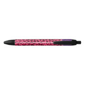 Aangepaste naam roze leopard paars damask bow zwarte inkt pen (Achterkant)