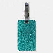Aangepaste naam roze leopard turquoise glitter bagagelabel (Achterkant verticaal)