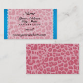 Aangepaste naam roze luipaard blauwe streep visitekaartje (Voorkant / Achterkant)