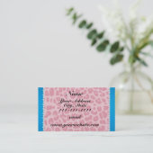 Aangepaste naam roze luipaard blauwe streep visitekaartje (Staand voorkant)