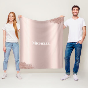 Aangepaste naam Roze Luxury Teen Girl Fleece Deken