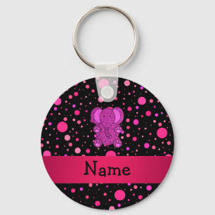 Aangepaste naam roze olifant roze pols sleutelhanger