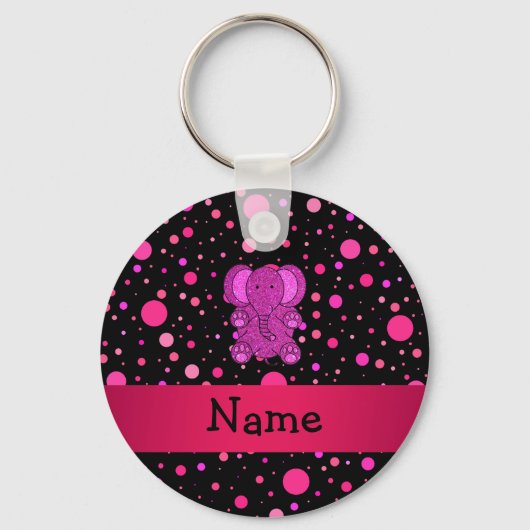 Aangepaste naam roze olifant roze pols sleutelhanger (Voorkant)