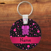 Aangepaste naam roze olifant roze pols sleutelhanger (Voorkant)