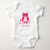 Aangepaste naam Roze Owl Baby Nursery Gift Romper (Voorkant)