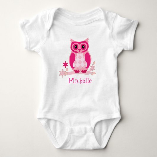 Aangepaste naam Roze Owl Baby Nursery Gift Romper (Voorkant)