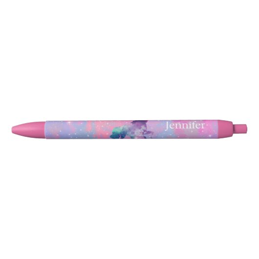 Aangepaste naam Roze/Paarse Galaxy Unicorn Pen (Voorkant)