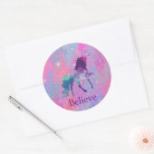 Aangepaste naam Roze/Paarse Galaxy Unicorn Sticker (Envelop)