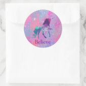 Aangepaste naam Roze/Paarse Galaxy Unicorn Sticker (Tas)