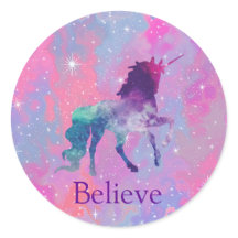 Aangepaste naam Roze/Paarse Galaxy Unicorn Sticker