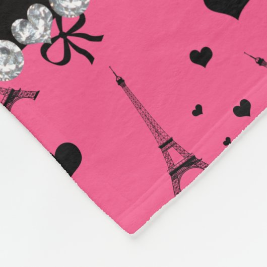Aangepaste naam roze parijs eiffeltoren fleece deken (Hoek)