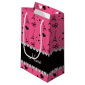 Aangepaste naam roze parijs eiffeltoren klein cadeauzakje (Voorkant Gekanteld)