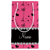 Aangepaste naam roze parijs eiffeltoren klein cadeauzakje (Voorkant)