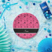 Aangepaste naam roze parijs eiffeltoren papieren bordje (Feest)