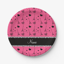 Aangepaste naam roze parijs eiffeltoren papieren bordje