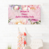 Aangepaste naam Roze Pioen Bloemen Partij Spandoek (Insitu)