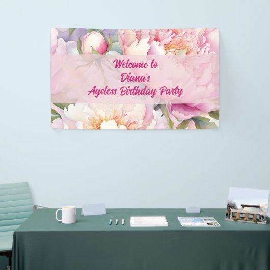 Aangepaste naam Roze Pioen Bloemen Partij Spandoek (Beurs)