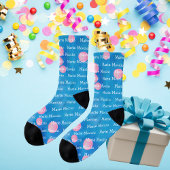 Aangepaste naam Roze poka Dot Bubbles Blue Sokken