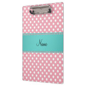 Aangepaste naam roze polka dots turquoise stripe klembord (Links)