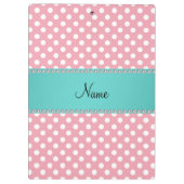 Aangepaste naam roze polka dots turquoise stripe klembord (Achterkant)
