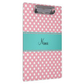 Aangepaste naam roze polka dots turquoise stripe klembord (Rechts)