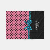 Aangepaste naam roze polka stippen turkooisboeg fleece deken (Voorkant (Horizontaal))