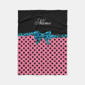 Aangepaste naam roze polka stippen turkooisboeg fleece deken (Voorkant)